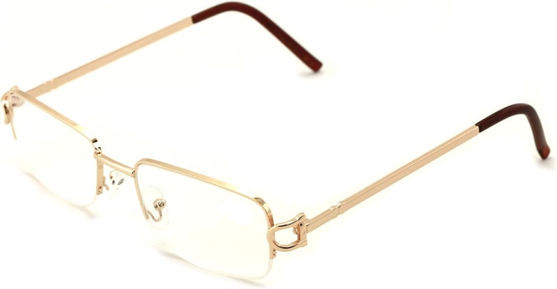 V.W.E. Rectangular Frame Clear Lens Designer Half Rim Eyeglasses Metal Glasses - Image 1